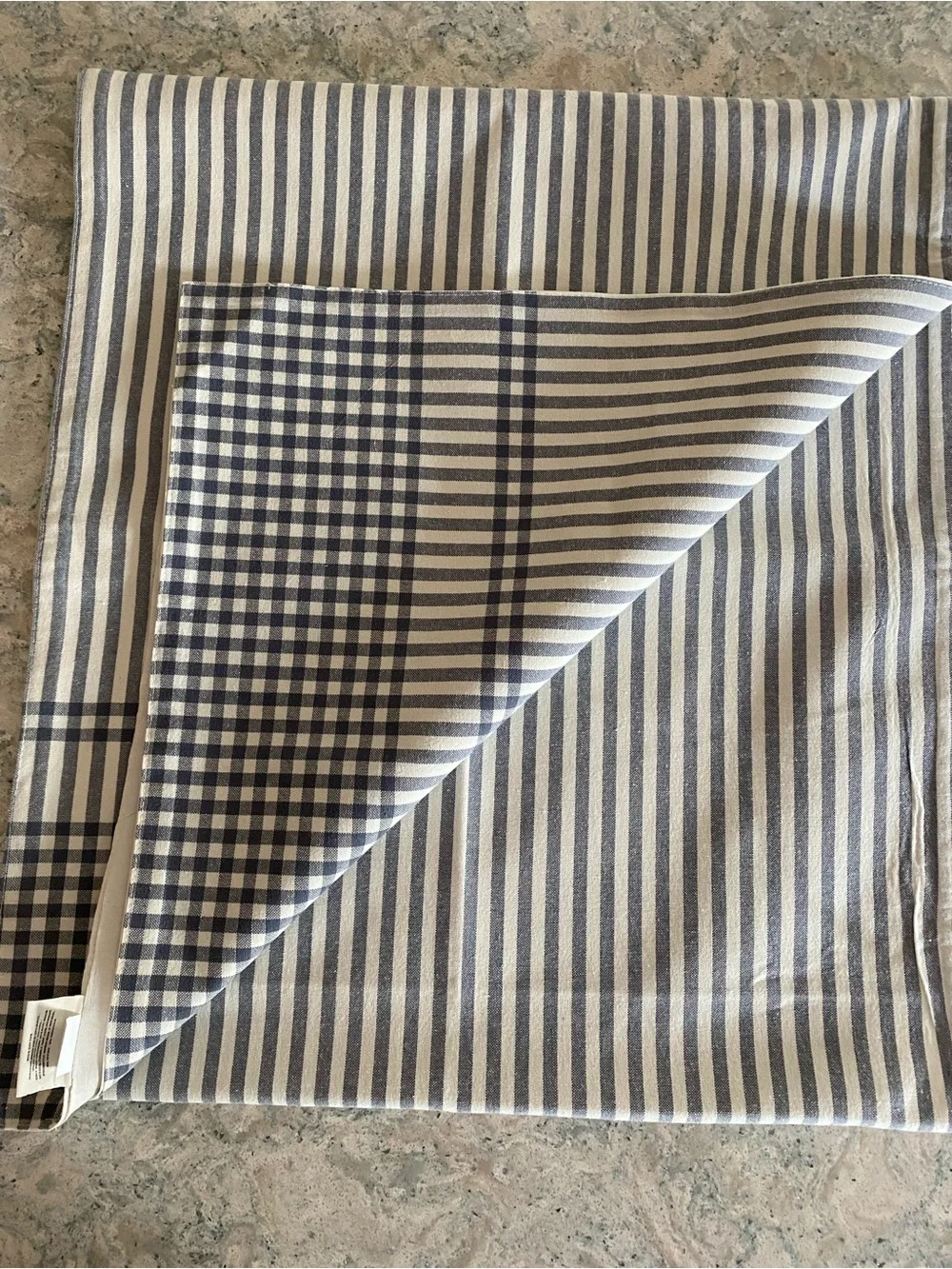 Hearth & Hand Navy-Cream Striped Cotton Table Runner 19x88”